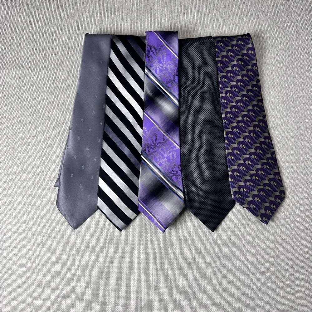 Vintage Classic Purple Grey Necktie Bundle Hennessy George Van Heusen Bill Blass